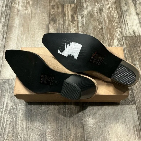 Glamorous Taupe Pointed Mule Heels Size 8 - Picture 10 of 16